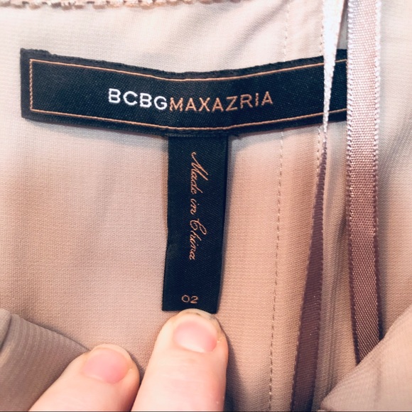 BCBGMaxAzria Satin Scalloped Strapless Mini Dress - Picture 5 of 8